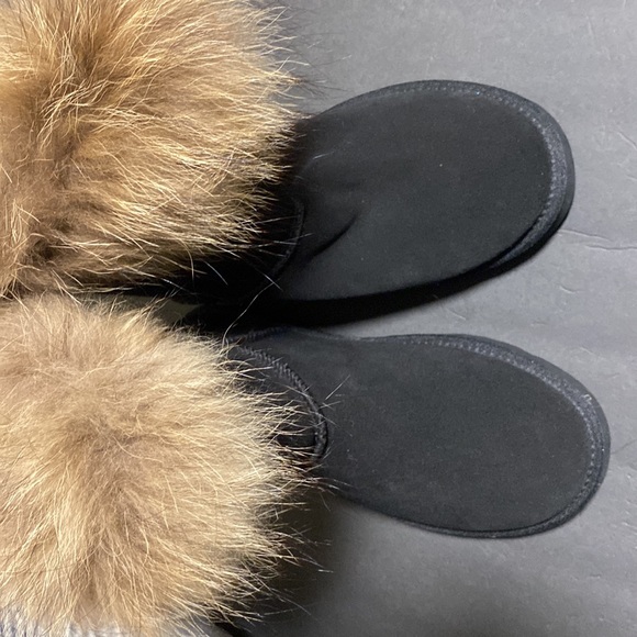 Ugg Lisa Classic Mongolian Curly Sheepskin Cuff 1875 Boots Black Size 10 - Picture 6 of 8